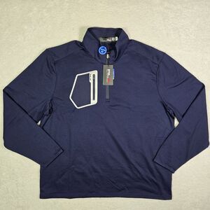 RLX Ralph Lauren Mens 2XL 1/4 Zip Jacket Performance Jersey Pullover Navy Blue